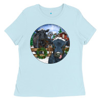 Baby Blue Black Angus Cattle and Calf Christmas Ladies Tee - RanaPortraitStore