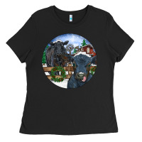 Black Black Angus Cattle and Calf Christmas Ladies Tee - RanaPortraitStore