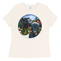 Bone Black Angus Cattle and Calf Christmas Ladies Tee - RanaPortraitStore