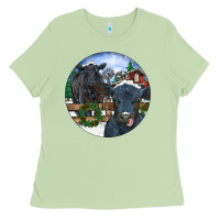 Matcha Black Angus Cattle and Calf Christmas Ladies Tee - RanaPortraitStore