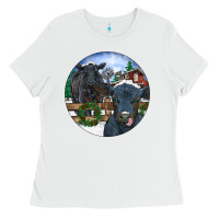 White Black Angus Cattle and Calf Christmas Ladies Tee - RanaPortraitStore