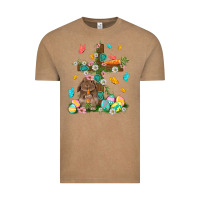 Vintage Coffee Western Rabbit with Cross Easter Day Vintage Tee - HowdyJamesFarm