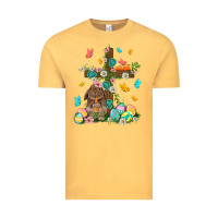 Vintage Mustard Western Rabbit with Cross Easter Day Vintage Tee - HowdyJamesFarm