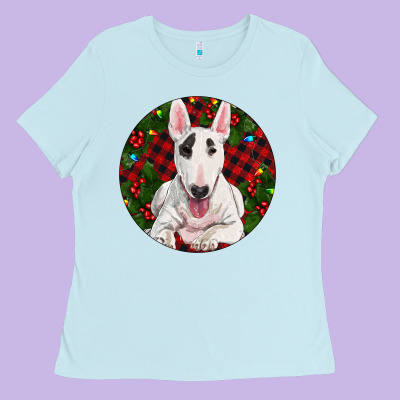 Christmas Bull Terrier Ladies Tee Designed By Ranaportraitstore