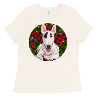 Bone Christmas Bull Terrier Ladies Tee - RanaPortraitStore