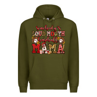 Army Green somebody's loud mouth baseball mama Premium Hoodie - Jasminsmagicworld