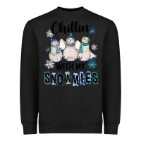 Black Chillin With My Snowmies Heavyweight Sweatshirt - FaDigitalArtStudio