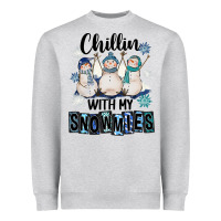Heather Grey Chillin With My Snowmies Heavyweight Sweatshirt - FaDigitalArtStudio