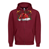 Burgundy merry Christmas santa Zipper Hoodie - CowhideDigitalArt