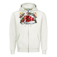 Oatmeal Heather merry Christmas santa Zipper Hoodie - CowhideDigitalArt