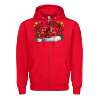 Red merry Christmas santa Zipper Hoodie - CowhideDigitalArt