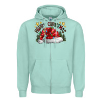 Seafoam merry Christmas santa Zipper Hoodie - CowhideDigitalArt