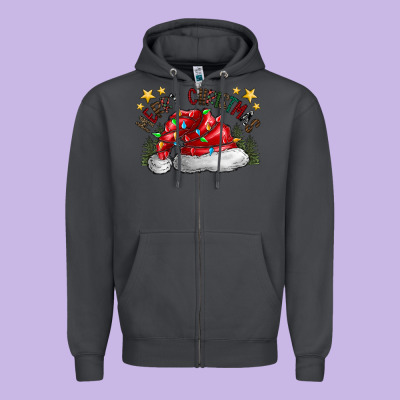 Merry Christmas Santa Zipper Hoodie Designed By Cowhidedigitalart