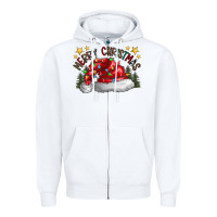 White merry Christmas santa Zipper Hoodie - CowhideDigitalArt