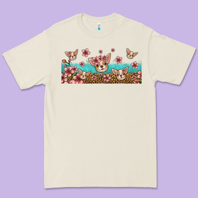 Floral Chihuahua Dogs Premium Tee Designed By Jasminsmagicworld