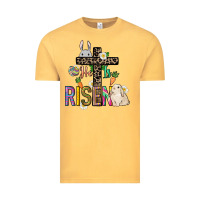 Vintage Mustard He is risen Easter Day Vintage Tee - HowdyJamesFarm