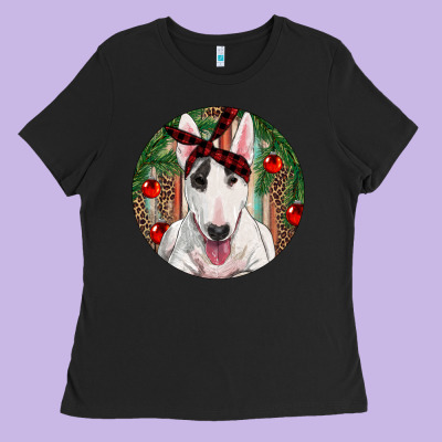 Christmas Bull Terrier Ladies Tee Designed By Ranaportraitstore