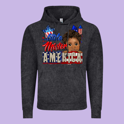 Little Mister America Black Boy Vintage Hoodie Designed By Cowgirlartshop
