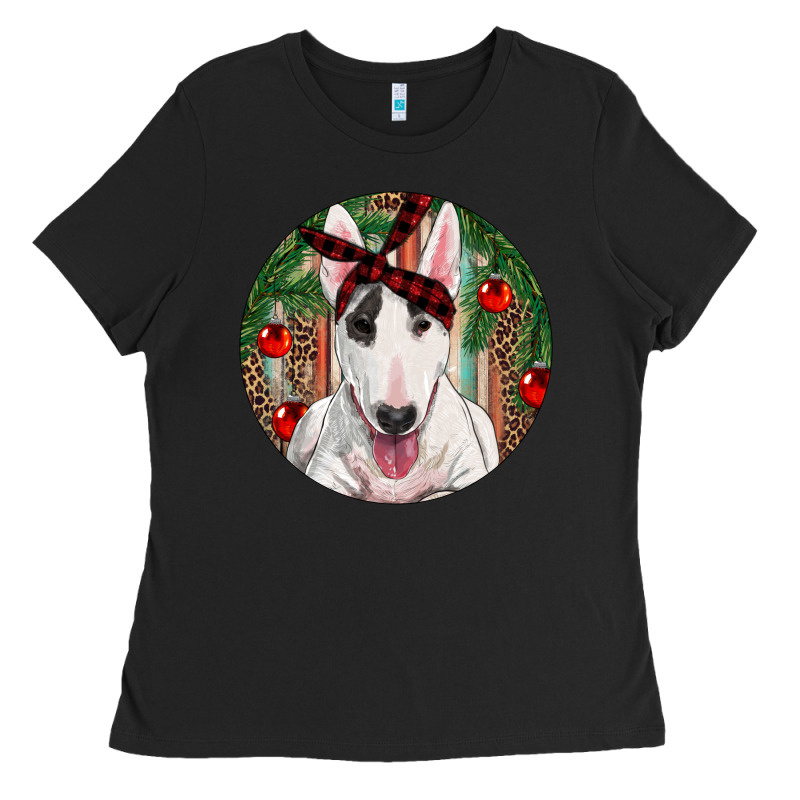 Christmas Bull Terrier Ladies Tee by RanaPortraitStore | Teevron