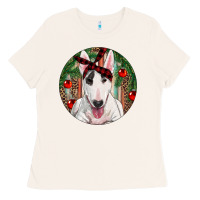 Bone Christmas Bull Terrier Ladies Tee - RanaPortraitStore