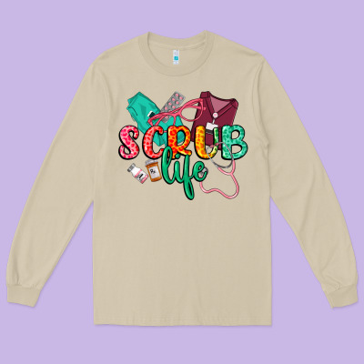 Scrub Life Long Sleeve Tee Designed By Cowgirlartshop