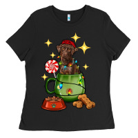 Black Christmas coffee cup with Labrador Ladies Tee - RanaPortraitStore
