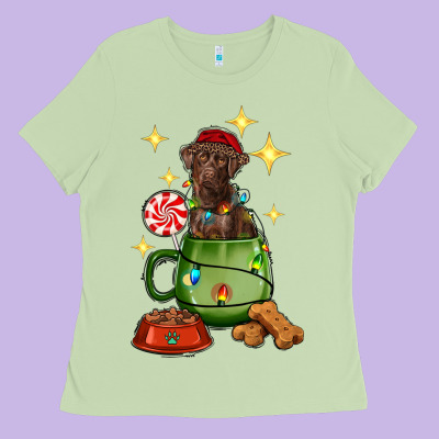 Christmas Coffee Cup With Labrador Ladies Tee Designed By Ranaportraitstore