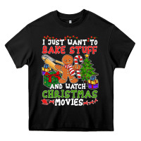 Black I Just Want To Bake Stuff And Watch Christmas Movies Heavy Core Tee - minhPixels