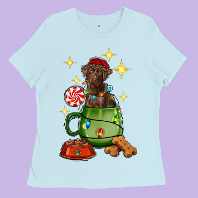 Christmas Coffee Cup With Labrador Ladies Tee Designed By Ranaportraitstore
