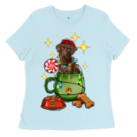 Baby Blue Christmas coffee cup with Labrador Ladies Tee - RanaPortraitStore