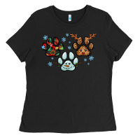 Black Christmas paws Ladies Tee - RanaPortraitStore