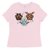 Bubblegum Pink Christmas paws Ladies Tee - RanaPortraitStore