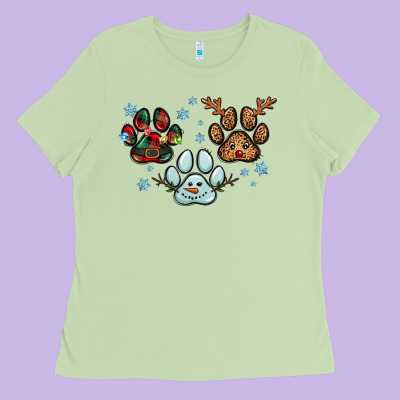 Christmas Paws Ladies Tee Designed By Ranaportraitstore