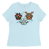 Baby Blue Christmas paws Ladies Tee - RanaPortraitStore
