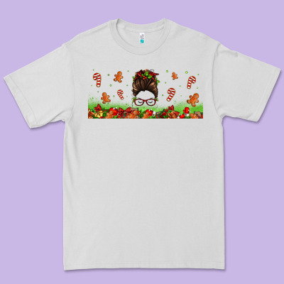 Christmas Mama Messy Bun Premium Tee Designed By Jasminsmagicworld