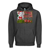 Charcoal Heather merry Christmas pig Zipper Hoodie - CowhideDigitalArt
