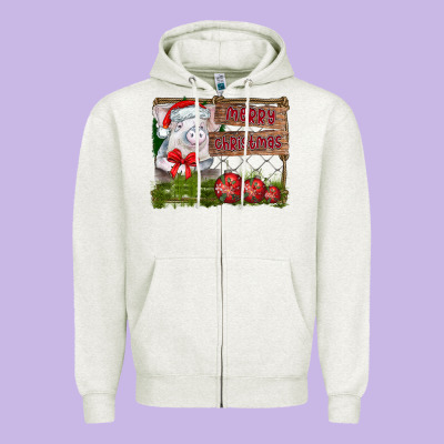 Merry Christmas Pig Zipper Hoodie Designed By Cowhidedigitalart