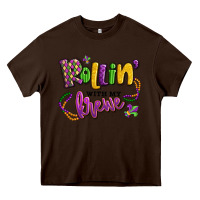 Chocolate Brown rollin' with my krewe mardi gras Heavy Core Tee - LillyAllenDesigns
