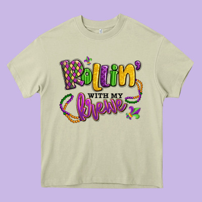 Rollin' With My Krewe Mardi Gras Heavy Core Tee Designed By Lillyallendesigns