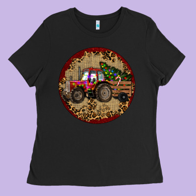 Christmas Tractor Ladies Tee Designed By Ranaportraitstore