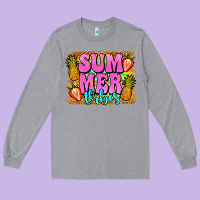 Summer Vibes Leopard Background Long Sleeve Tee Designed By Jasminsmagicworld