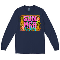 Navy summer vibes leopard background Long Sleeve Tee - Jasminsmagicworld