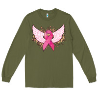 Army Green Cancer ribbon angel wings Cancer Awareness Long Sleeve Tee - HowdyJamesFarm