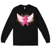 Black Cancer ribbon angel wings Cancer Awareness Long Sleeve Tee - HowdyJamesFarm