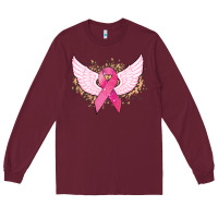 Burgundy Cancer ribbon angel wings Cancer Awareness Long Sleeve Tee - HowdyJamesFarm