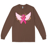 Chestnut Cancer ribbon angel wings Cancer Awareness Long Sleeve Tee - HowdyJamesFarm