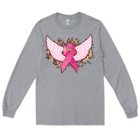 Heather Grey Cancer ribbon angel wings Cancer Awareness Long Sleeve Tee - HowdyJamesFarm