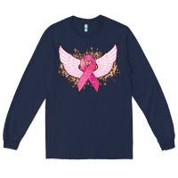 Navy Cancer ribbon angel wings Cancer Awareness Long Sleeve Tee - HowdyJamesFarm