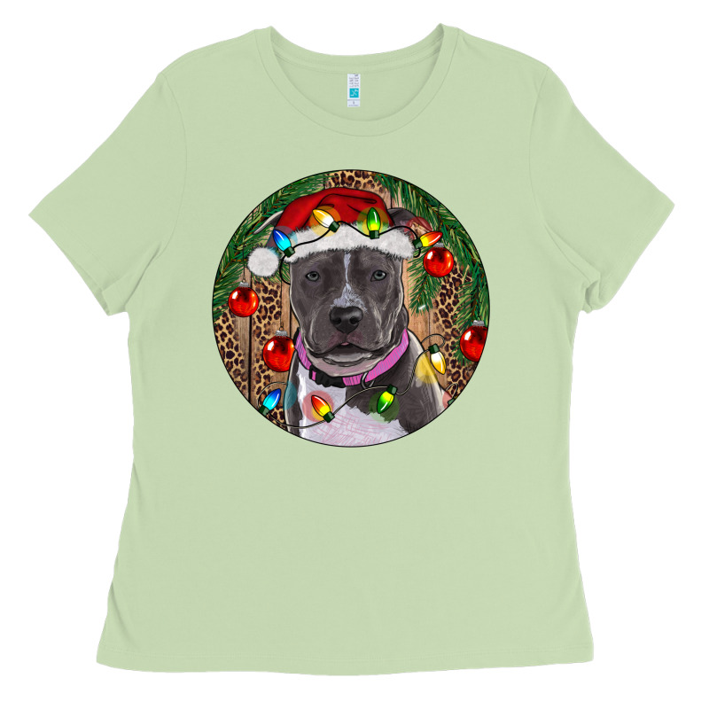 Christmas Pitbull Ladies Tee by RanaPortraitStore | Teevron