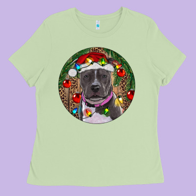 Christmas Pitbull Ladies Tee Designed By Ranaportraitstore
